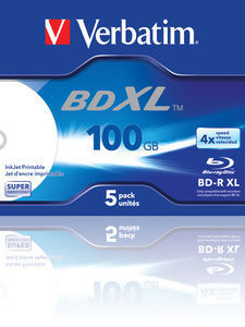 BD-R BluRay x4 100GB Verbatim Jewel Case *5 Printable