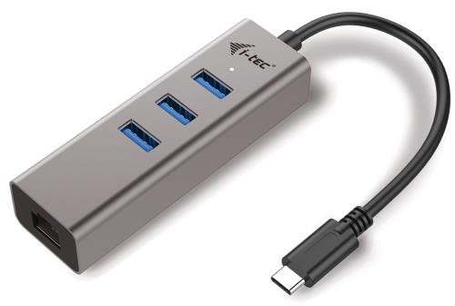 Karta sieciowa USB-C LAN Gigabit Ethernet 10/100/1000 Mb/s RJ45 + HUB USB 3.0 i-tec