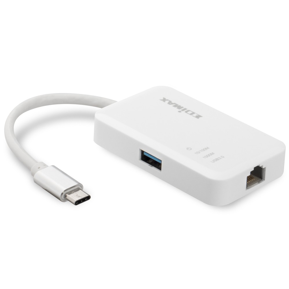 Karta sieciowa USB-C LAN Gigabit Ethernet 10/100/1000 Mb/s RJ45 + HUB USB 3.0 Edimax - obrazek 2