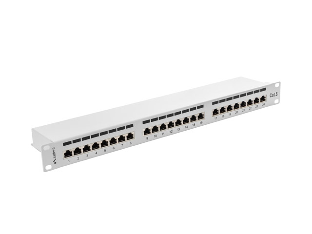 Patchpanel 19" 1U 24 porty kat. 6 ekranowany Szary Lanberg - obrazek 3