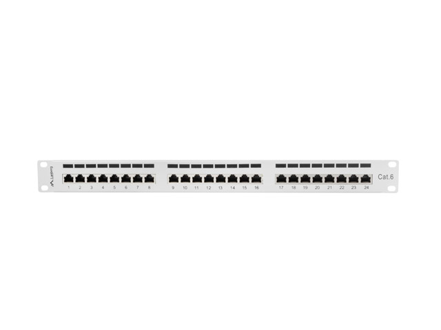 Patchpanel 19" 1U 24 porty kat. 6 ekranowany Szary Lanberg - obrazek 2