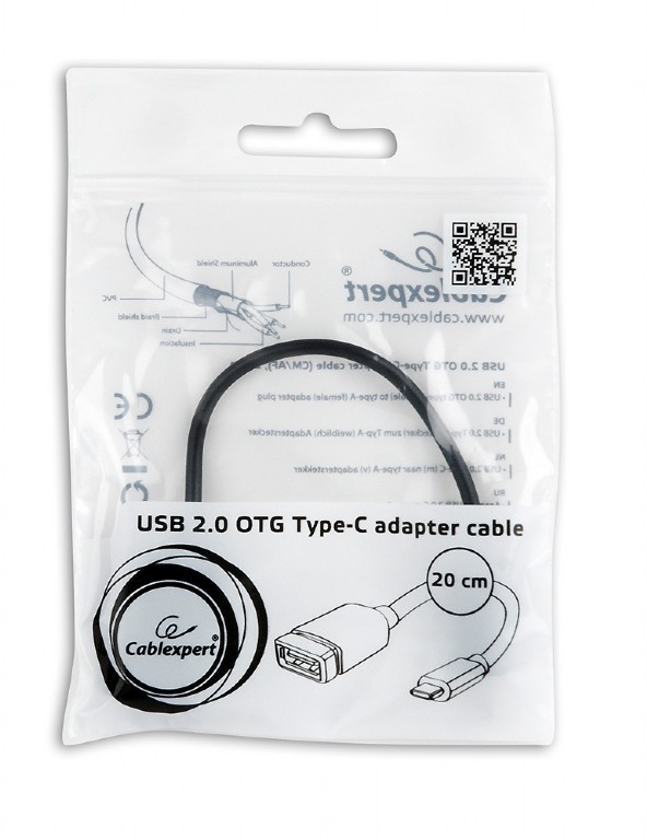 Adapter USB Type-C męski na USB 2.0 żeński 0.20 m OTG Gembird - obrazek 2