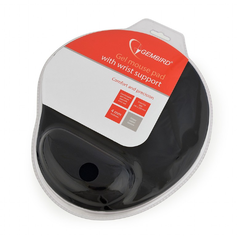 Podkładka pod mysz z żelową podpórką na nadgarstek Gembird Czarna - obrazek 3