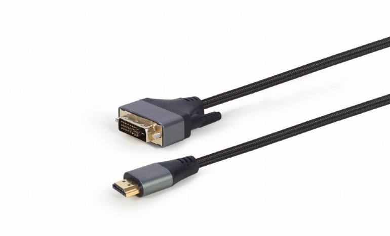 Kabel HDMI męski na DVI-D męski  18+1 Single Link   1.8 m  Gembird 4K  Oplot