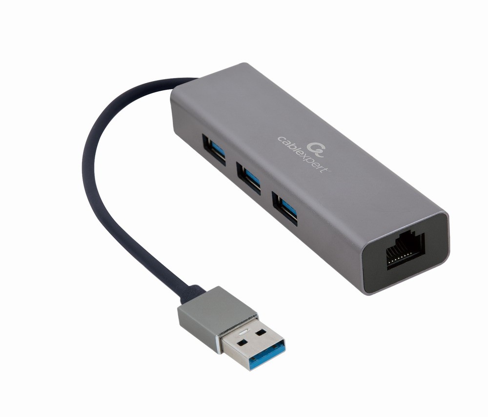 Karta sieciowa USB 3.0 LAN Gigabit Ethernet 10/100/1000 Mb/s RJ45 + HUB USB  Gembird
