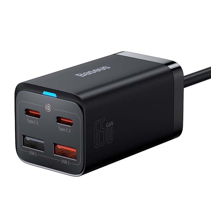 Ładowarka sieciowa USB GaN 65W 2 x USB Type-C + 2 x USB A Baseus