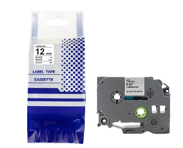 Taśma Brother Zamiennik TZe231 12mm biała taśma, czarny nadruk
