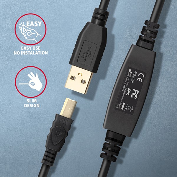Kabel USB 2.0 A/B 10 m aktywny Axagon - obrazek 4