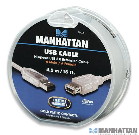 Kabel USB 2.0 przedłużacz 4.5 m Srebrny MANHATTAN - obrazek 3