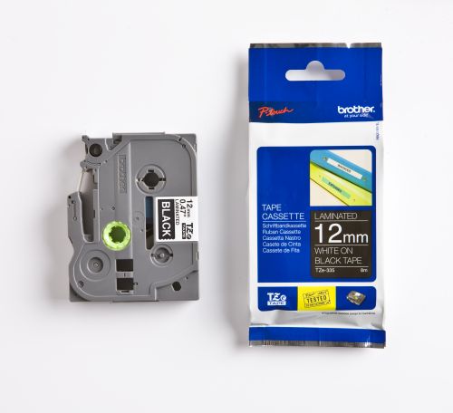 Taśma do drukarki etykiet Brother TZe335 12mm Biały na Czarnym - obrazek 3
