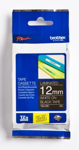 Taśma do drukarki etykiet Brother TZe335 12mm Biały na Czarnym - obrazek 4