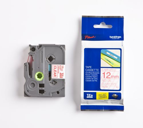 Taśma do drukarki etykiet Brother TZE132 12 mm Czerwone na Przeźroczystym - obrazek 4