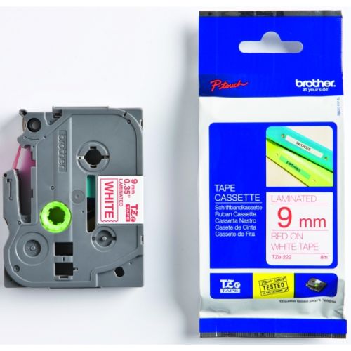 Taśma do drukarki etykiet Brother TZe222 9mm Czerwony na Białym - obrazek 2