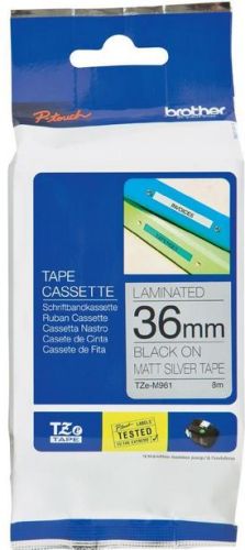 Taśma do drukarki etykiet Brother TZEM961 36mm Czarny na Srebrnym - obrazek 3