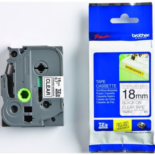 Taśma do drukarki etykiet Brother TZES141 18mm Czarny na Przeźroczystym - obrazek 4