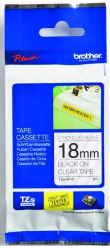 Taśma do drukarki etykiet Brother TZES141 18mm Czarny na Przeźroczystym - obrazek 3