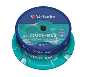 DVD-RW Verbatim 4,7GB x4 Cake *25