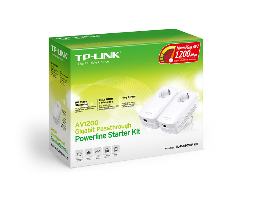 HomePlug TP-Link TL-PA8010P KIT Powerline Adapter AC PassThrough Gigabit AV1200 Twin Pack - obrazek 2
