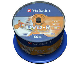 DVD-R Verbatim 4.7GB 16x Cake *50 Printable