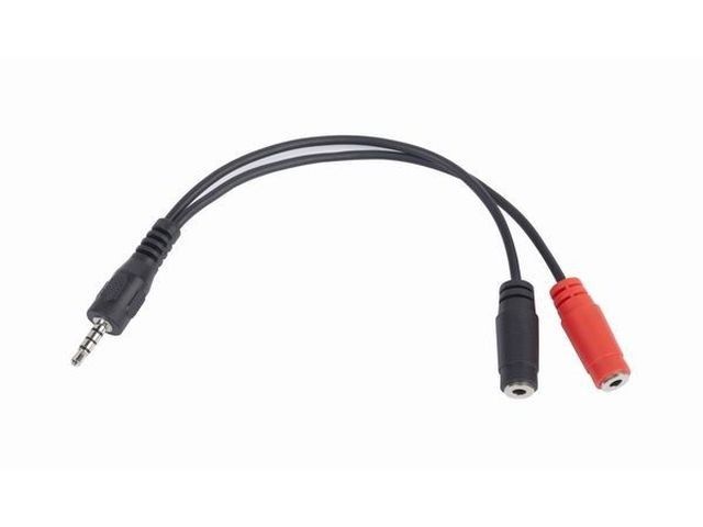 Kabel Audio Mini Jack Stereo męski na 2 x żeński Mini Jack 0.2 m Gembird Czarny