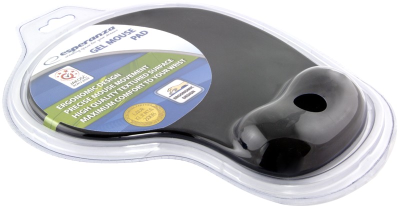 Podkładka pod mysz z żelową podpórką na nadgarstek Esperanza Czarna - obrazek 2