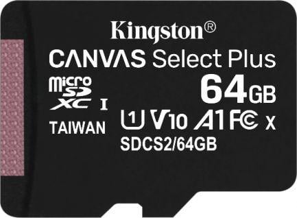 - karta pamieci MicroSD   64GB SDXC  Kingston Canvas Select Plus  100MB/s