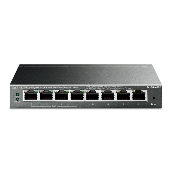 Switch TP-Link TL-SG108PE   8x10/100/1000 MB/s Easy Smart - Metalowa obudowa  4xPoE