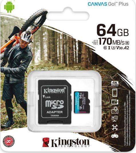- karta pamieci MicroSD 64GB SDXC Kingston Canvas Go! Plus 170MB/70MB + Adapter SD! - obrazek 2