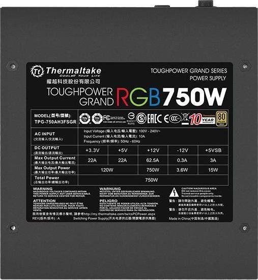 Zasilacz ATX 750W Thermaltake Toughpower Grand RGB Sync 80 Plus Gold - obrazek 5