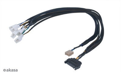 Adapter zasilania wentylatora 4-pin PWM do 5 x 4-pin PWM SATA 45 cm Akasa
