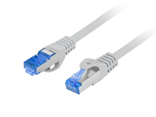 Kabel RJ45/RJ45  0.25 m    Patchcord  Kategoria 6a  Szary  Lanberg  S/FTP