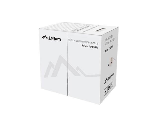 Kabel sieciowy UTP skrętka, Drut 305 m  kat. 6  CU  Szary  Lanberg
