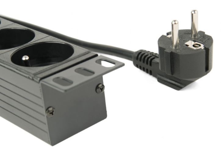Listwa zasilająca Gembird Rack 19" 1U 8 x French Wtyk Schuko 3.0 m - obrazek 2