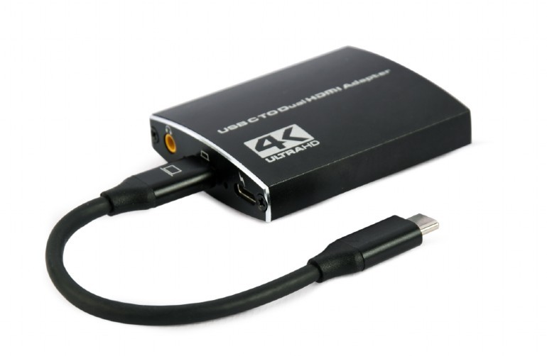 Adapter USB Type-C męski na 2 x HDMI żeński  4K 30Hz  Gembird