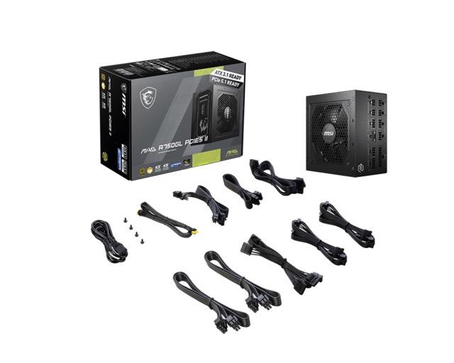 Zasilacz ATX 750W MSI MPG A750GL PCIE5 II Modularny 80 Plus Gold - obrazek 5