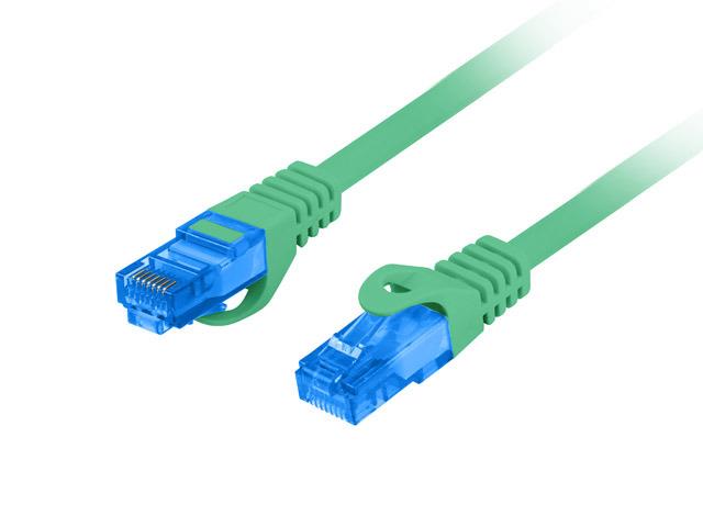 Kabel RJ45/RJ45  0.25 m    Patchcord  Kategoria 6a  Zielony  Lanberg  S/FTP