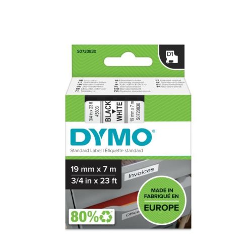 Taśma do drukarki etykiet Dymo D1  19 mm x 7 m  czarna taśma/biały nadruk