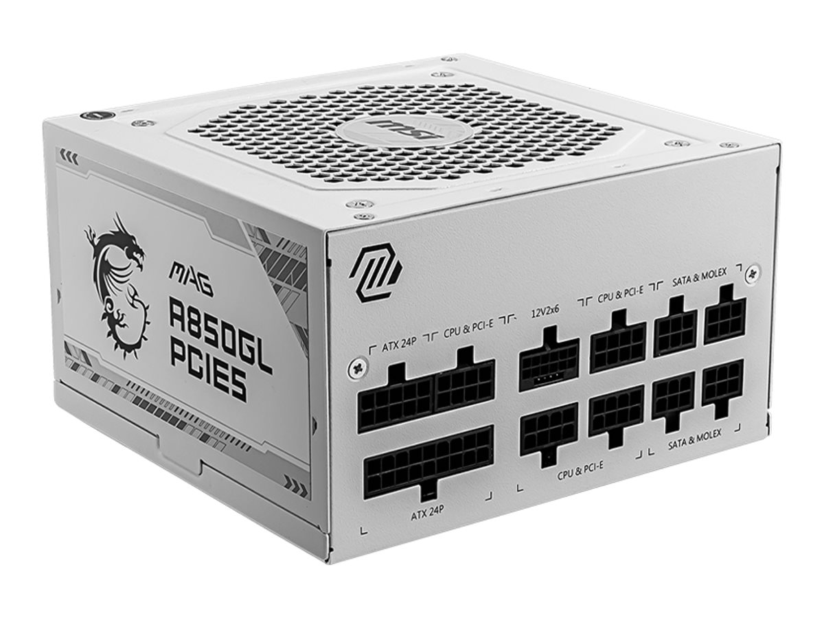 Zasilacz ATX 850W MSI MPG A850GL PCIE5 WHITE Modularny 80 Plus Gold - obrazek 2