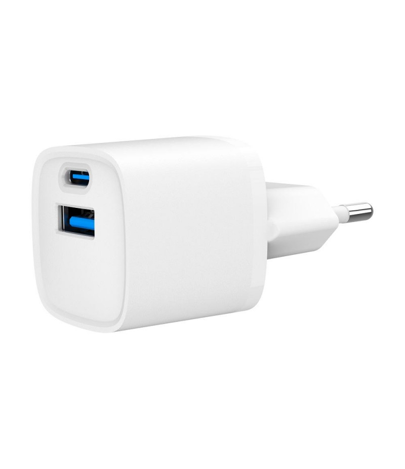 Ładowarka sieciowa  USB  20W  1 x USB Type-C + 1 port USB-A  QC 3.0  Gembird  Biała