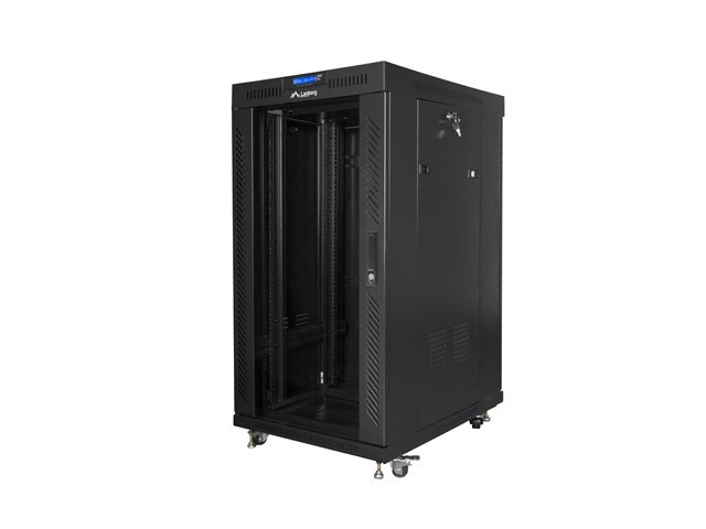 Szafa stojąca rack 19" 22U 600x800mm czarna (drzwi przednie szklane) LCD  Lanberg