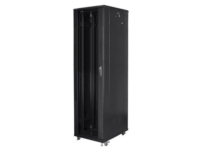 Szafa stojąca rack 19" 37U 800x800mm czarna (drzwi przednie szklane)  Lanberg