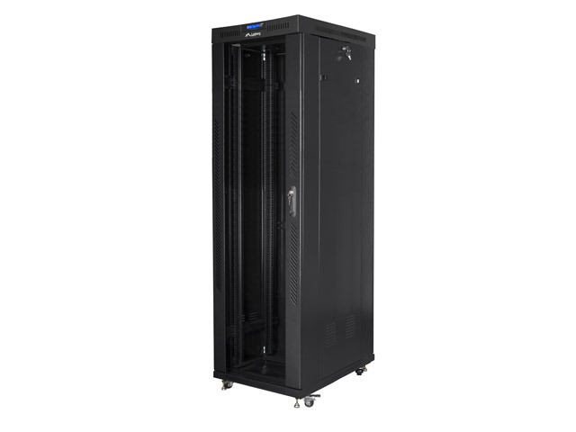 Szafa stojąca rack 19" 42U 600x1000mm czarna (drzwi przednie szklane) LCD  Lanberg