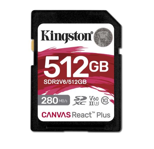 - karta pamieci SD  512GB SDXC  Kingston Canvas React Plus  280MB/150MB