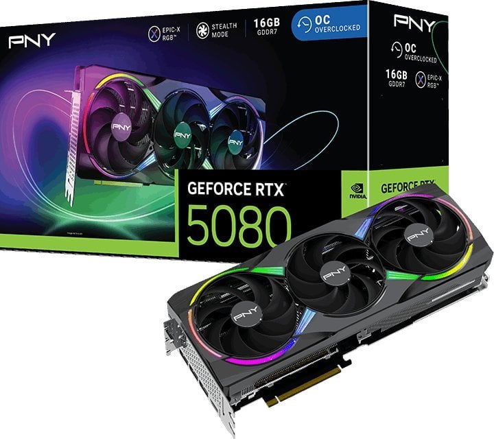 GeForce RTX 5080  16GB  PNY ARGB EPIC-X RGB Overclocked Triple Fan