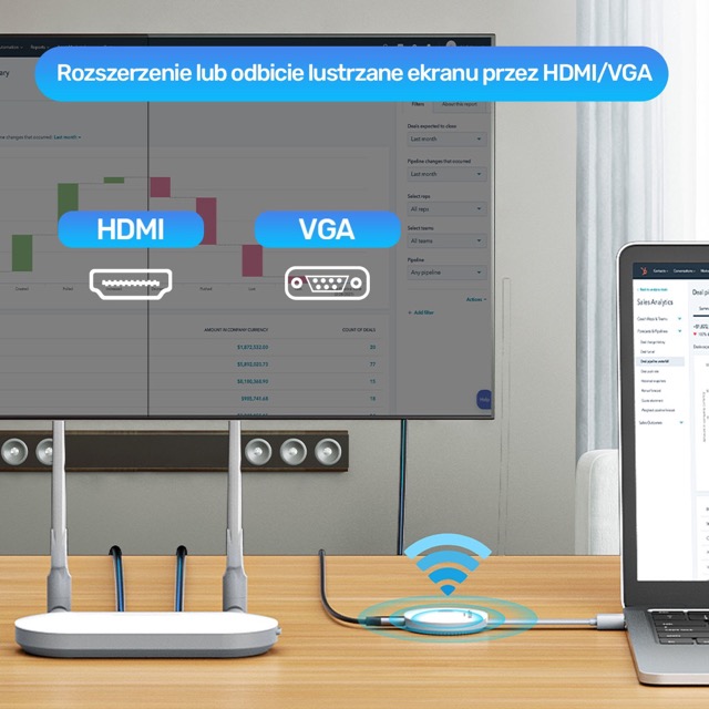 Bezprzewodowy Extender HDMI do 50m Full HD nadajnik obrazu HDMI Unitek - obrazek 2