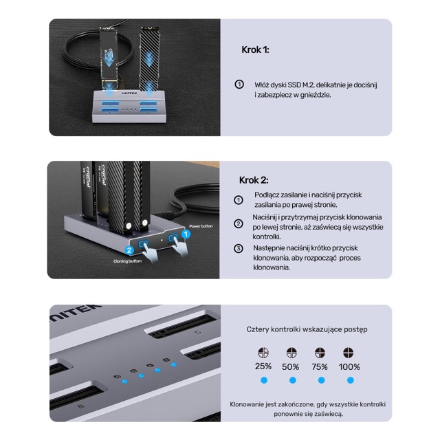 Stacja dokująca dla dysków 4 x SSD M.2 NVMe USB-C Unitek - obrazek 2