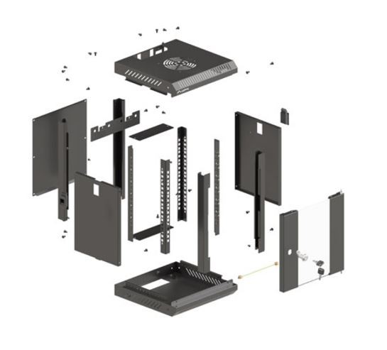 Szafa wisząca rack 10'' 6U 300x300mm czarna (drzwi przednie szklane) Langberg - obrazek 2
