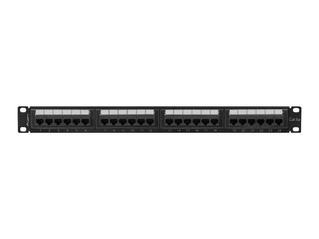 Patchpanel 19" 1U 24 porty Kat. 6a UTP  Czarny  Lanberg