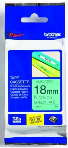 Taśma do drukarki etykiet Brother TZe741 18mm Czarny na Zielonym - obrazek 3