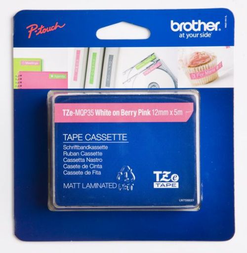 Taśma do drukarki etykiet Brother TZEMQP35 12mm Biały na Różowym - obrazek 3